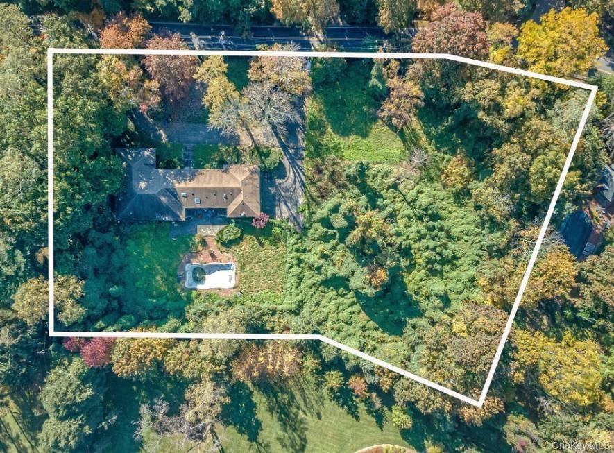 View from above of property featuring property boundaries highlighted