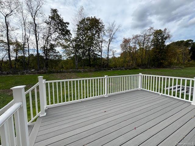Wooden deck with a yard