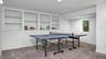 Recreation room with carpet flooring and built in features