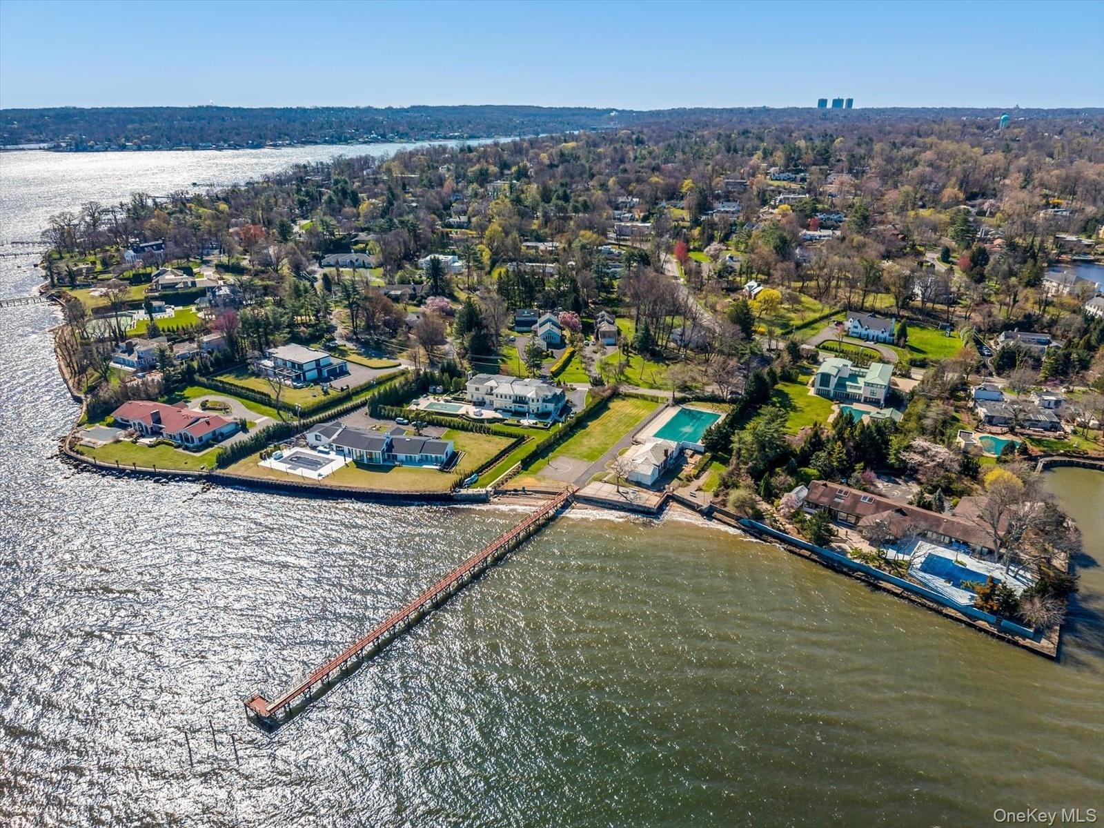 Drone / aerial view of a large body of water