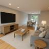 Living room featuring recessed lighting, light wood-style flooring, and a baseboard radiator