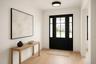 Entrance foyer with light wood-type flooring and crown molding