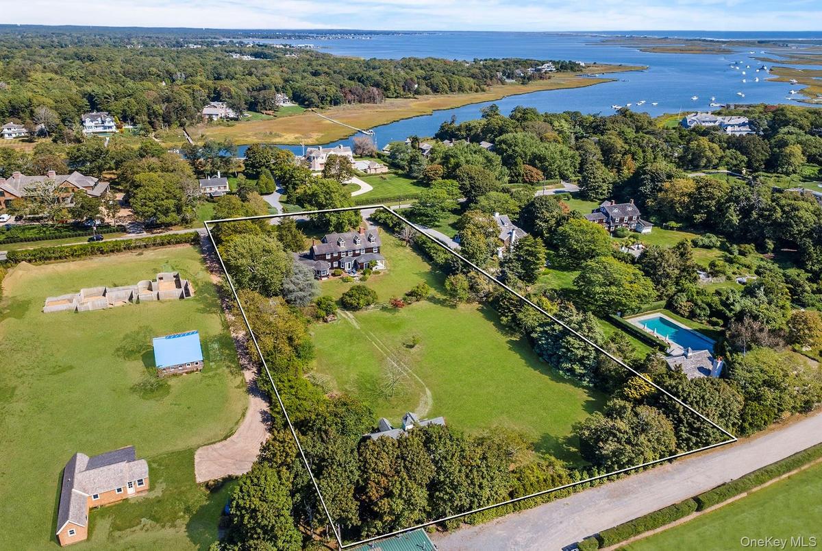 Aerial with water view.