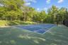 Tennis court with Premiere Court soft cushion surface. Just resurfaced and painted last year. Equipment shed is conveniently located
