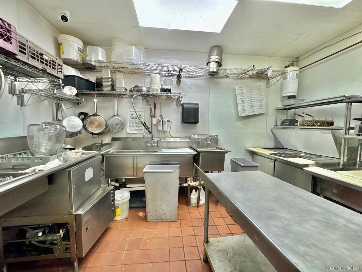 Kitchen with stainless steel countertops