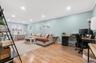 Office area featuring recessed lighting, ornamental molding, and light wood finished floors