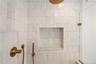 Bathroom view of tiled shower