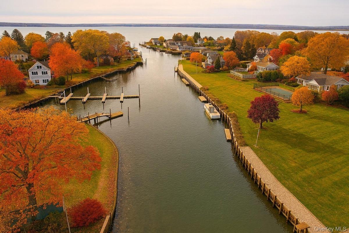 Aerial view of a large body of water