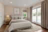 Bedroom with wood finished floors, access to outside, ornamental molding, and recessed lighting