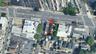 Aerial view of property and surrounding area with property parcel outlined