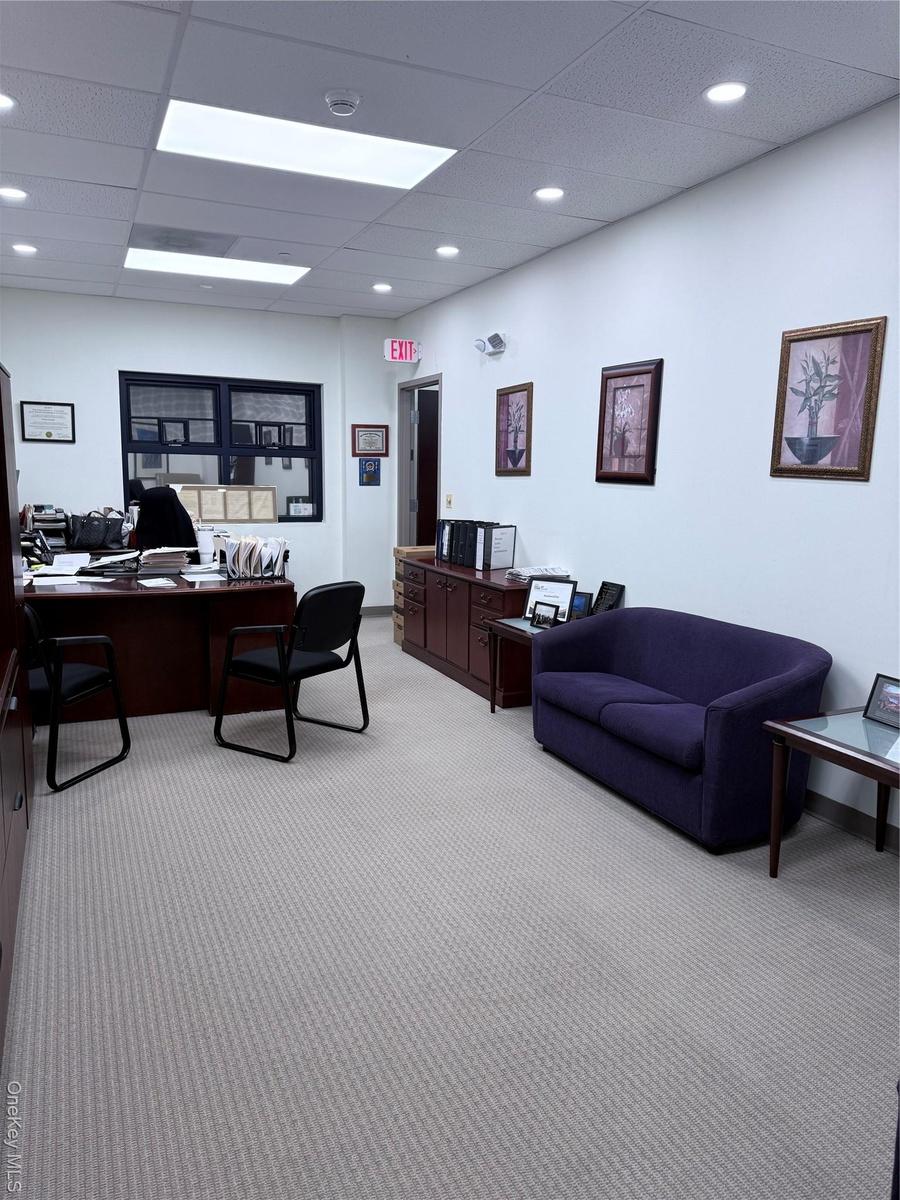 Office featuring a paneled ceiling and recessed lighting