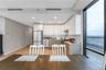 Kitchen with modern cabinets, white cabinetry, light countertops, stainless steel appliances, and recessed lighting