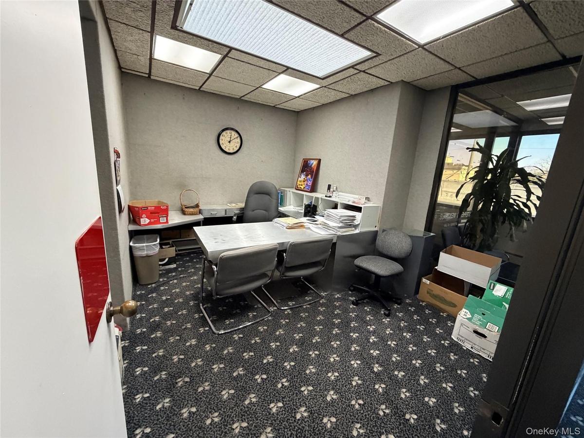 Office area with a drop ceiling