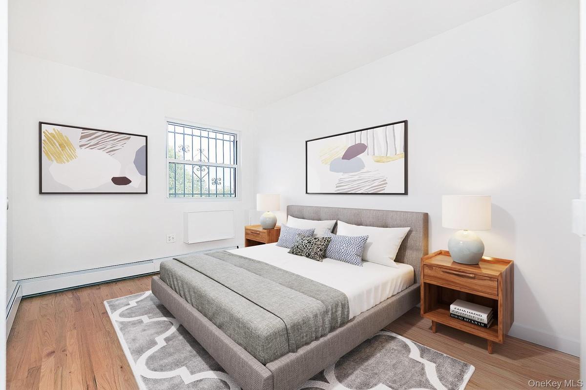 Bedroom with light wood-style flooring
