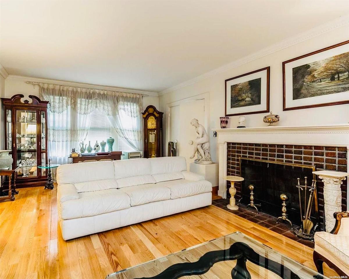 bright and elegant living room with a fireplace