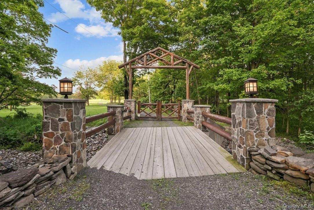 Custom, newly rebuilt private bridge with gate