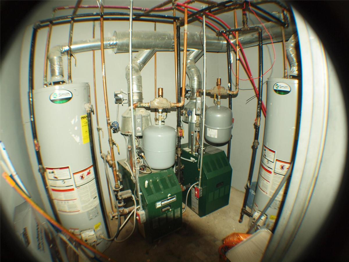 Utilities with water heater and a heating unit