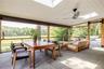 View of patio with an outdoor living space, outdoor dining area, a ceiling fan, and a sink