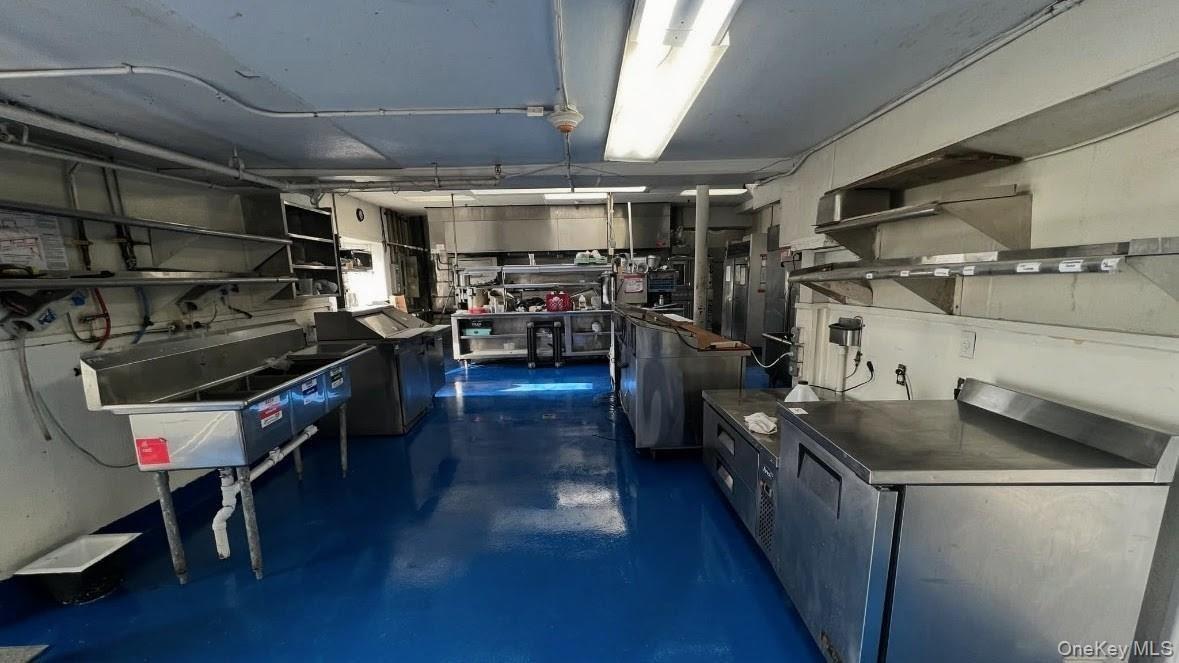 View of commercial kitchen and dedicated dish sanitization area
