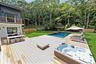 Rear Deck with pool and hot tub