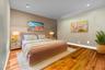 Bedroom with recessed lighting, baseboards, and wood finished floors