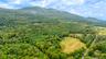 Drone / aerial view of a forest and mountains