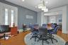Dining room featuring recessed lighting, light wood-style floors, and an office area