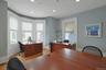 Office featuring light wood-style floors and recessed lighting