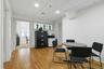 Dining space featuring a paneled ceiling, light wood-style flooring, and recessed lighting