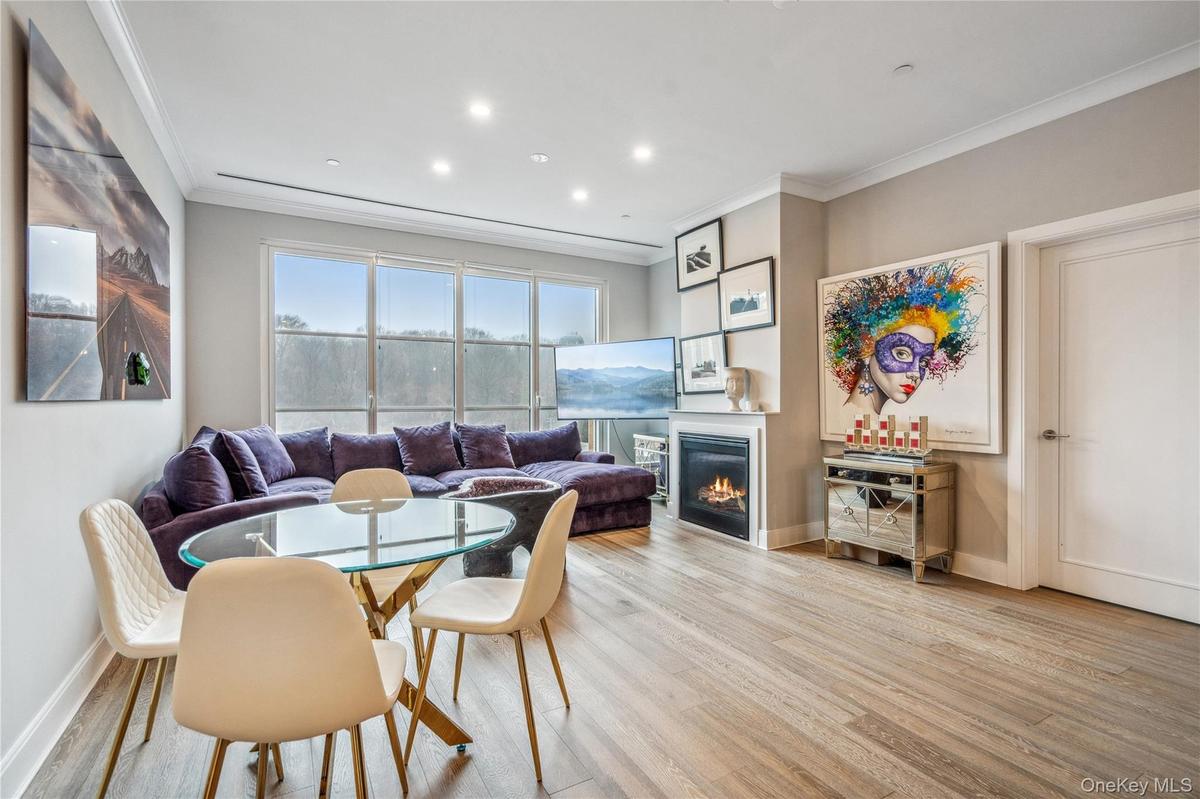 Open concept spacious living room into kitchen