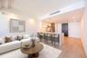 Living room with light wood-type flooring, visible vents, and recessed lighting