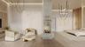 Designed as a fully immersive retreat, the suite pairs sculptural lighting with custom millwork and seamless terrace access. The fireplace and spa-cal