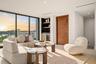 An elegant upper-level retreat featuring a private wet bar, warm wood accents, and expansive sliding glass doors opening to breathtaking water views. 