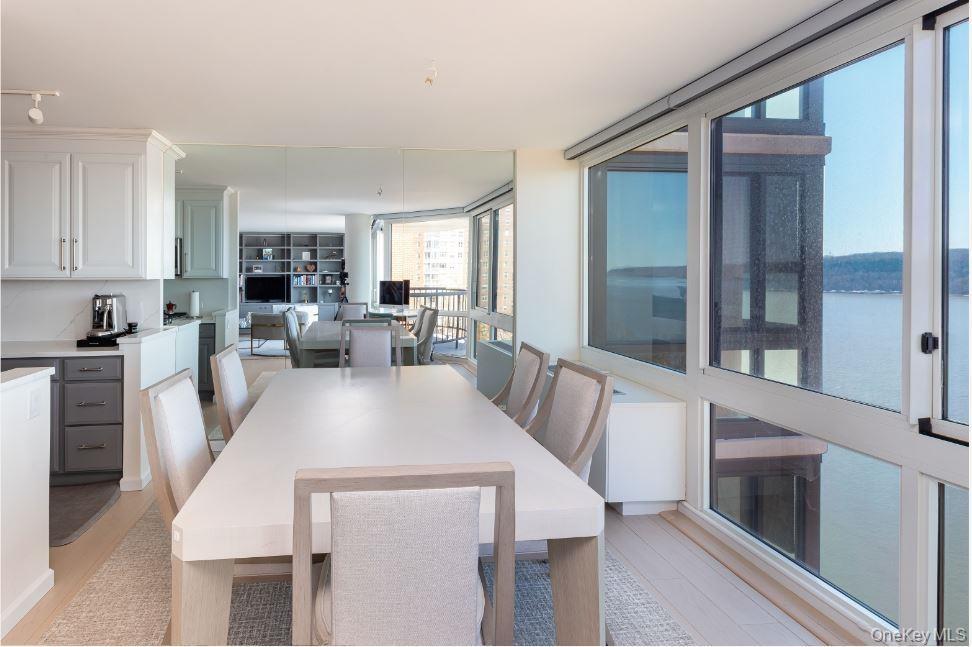 Dining space with light wood finished floors
