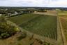 Aerial view of property and surrounding area featuring abundant farmland and rural landscape