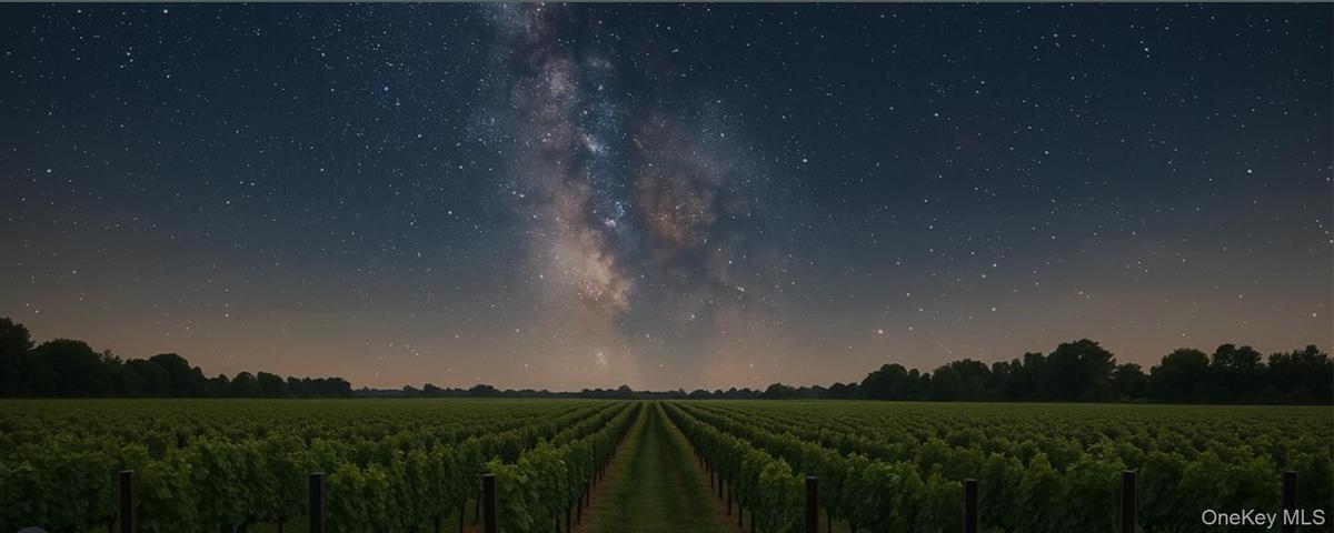 Vineyard with Starry Sky Background