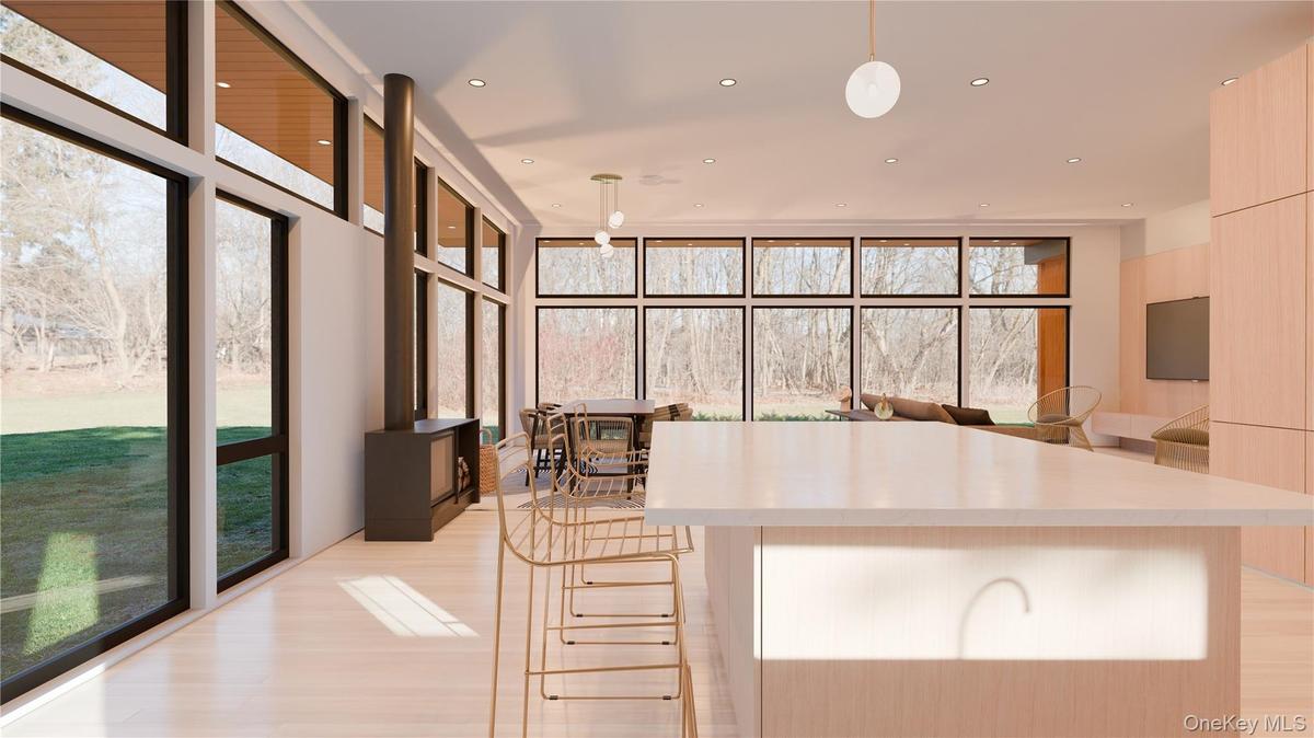 9 1/2 to 10 1/2 foot ceilings and floor to ceiling windows.