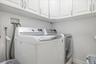 Laundry area with independent washer and dryer and cabinet space