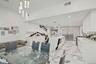 Dining space featuring light marble finish flooring and recessed lighting