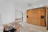 Unfurnished room with light marble finish floors, recessed lighting, and ceiling fan