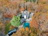 View from above of property with a pool