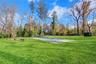 View of grassy yard featuring view of scattered trees