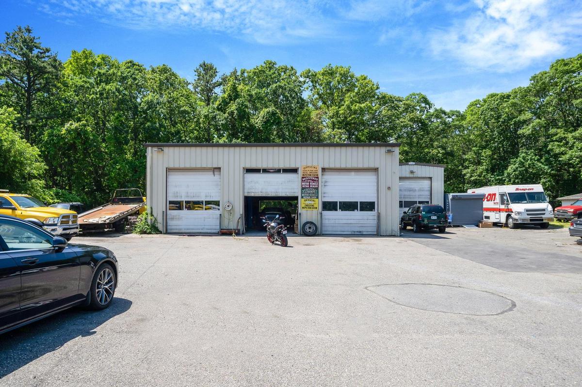 View of detached garage