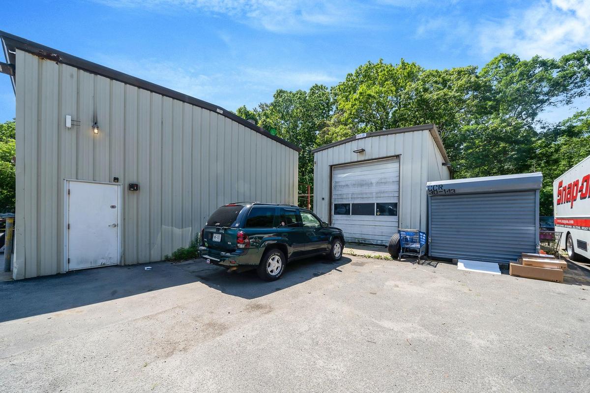 View of detached garage