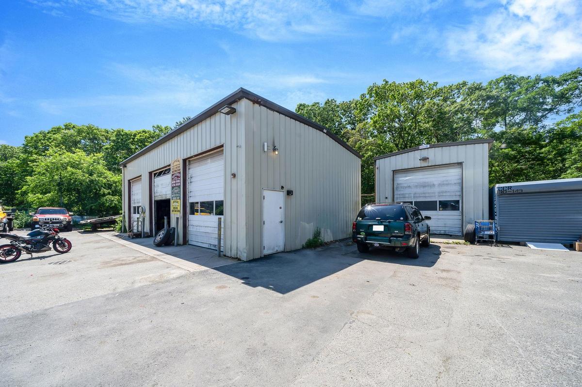View of detached garage