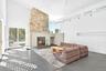 Pool/guest house LR with fireplace.