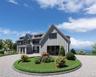 Back of property featuring board and batten siding and curved driveway