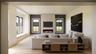 Spacious living room with chic fireplace