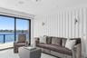 Living room featuring a water view