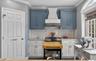 Kitchen with light stone counters, crown molding, tasteful backsplash, and stainless steel range with gas stovetop